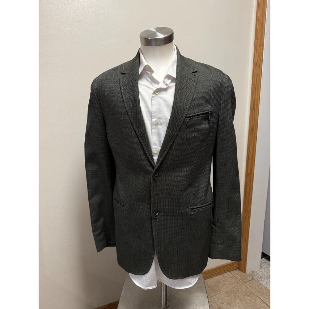 John Varvatos USA Coat Mens 40R Jacket 2 Button Green Blazer 100% Cotton Luxe